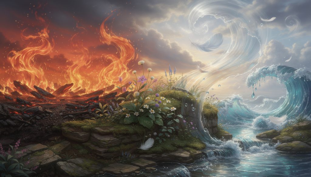 découvrez les 4 éléments du zodiaque - feu, terre, air et eau - et leur influence sur votre personnalité et votre destin.