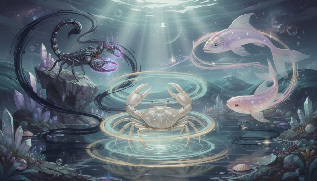 découvrez les super-pouvoirs cachés des signes d'eau (cancer, scorpion, poissons) et comment leurs émotions profondes, leur intuition et leur sensibilité les rendent uniques et puissants.