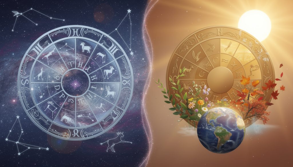 découvrez les différences entre l'astrologie sidérale et tropicale, deux méthodes d'interprétation des signes astrologiques, et choisissez celle qui vous correspond le mieux.